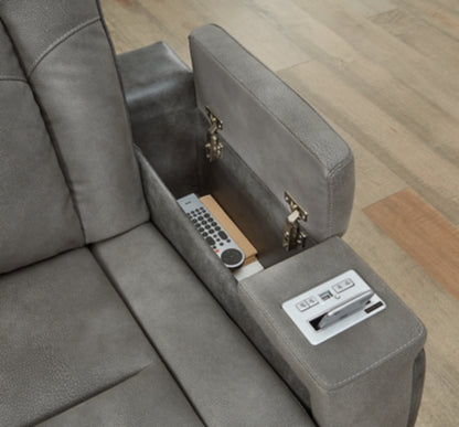 Next-Gen Durapella Power Reclining Loveseat with Console & Adjustable Headrest