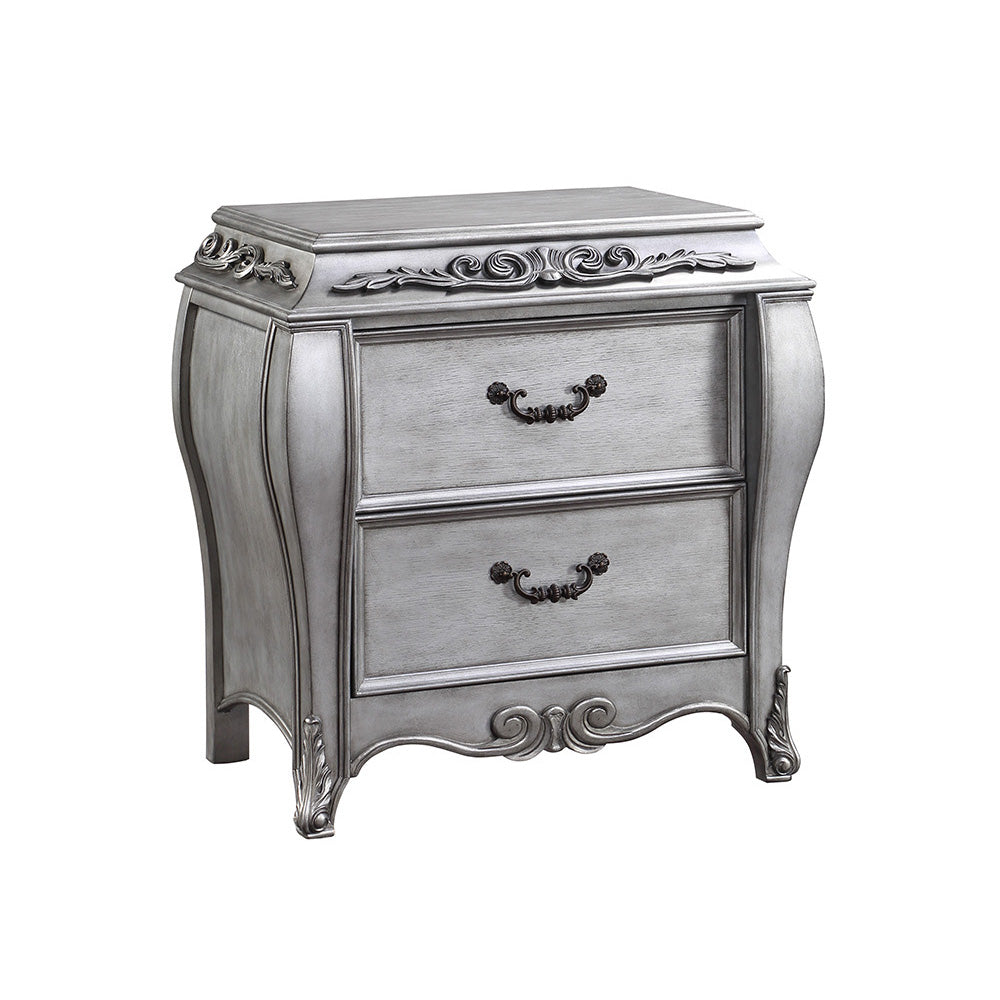 Leonora 30” Nightstand with Carved Details and Felt Drawer