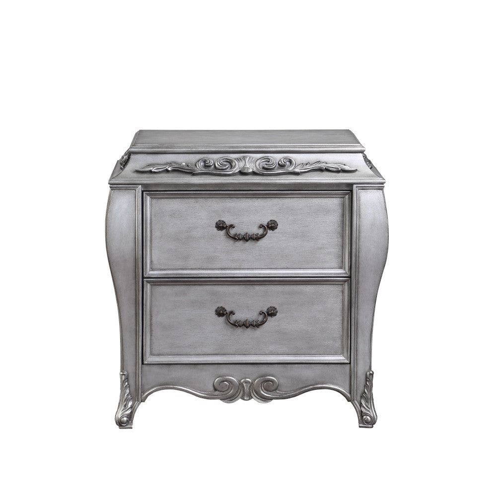 Leonora 30” Nightstand with Carved Details and Felt Drawer