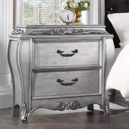 Leonora 30” Nightstand with Carved Details and Felt Drawer