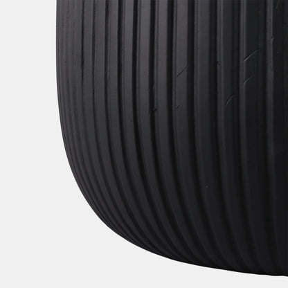 S/3 11/14/18" Ribbed Resin Planters, Black
