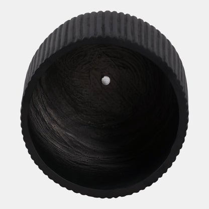 S/3 11/14/18" Ribbed Resin Planters, Black