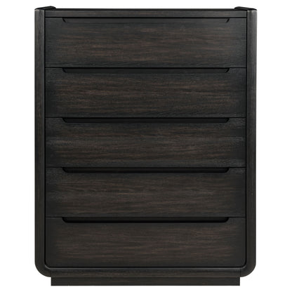 Leandro 5-drawer Bedroom Chest of Drawers Burnished Black