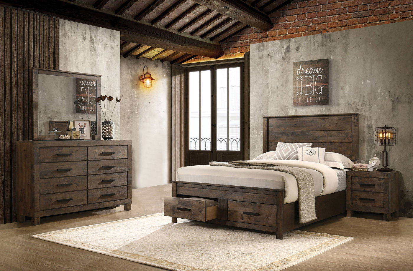 Juego de dormitorio Woodmont marrón dorado