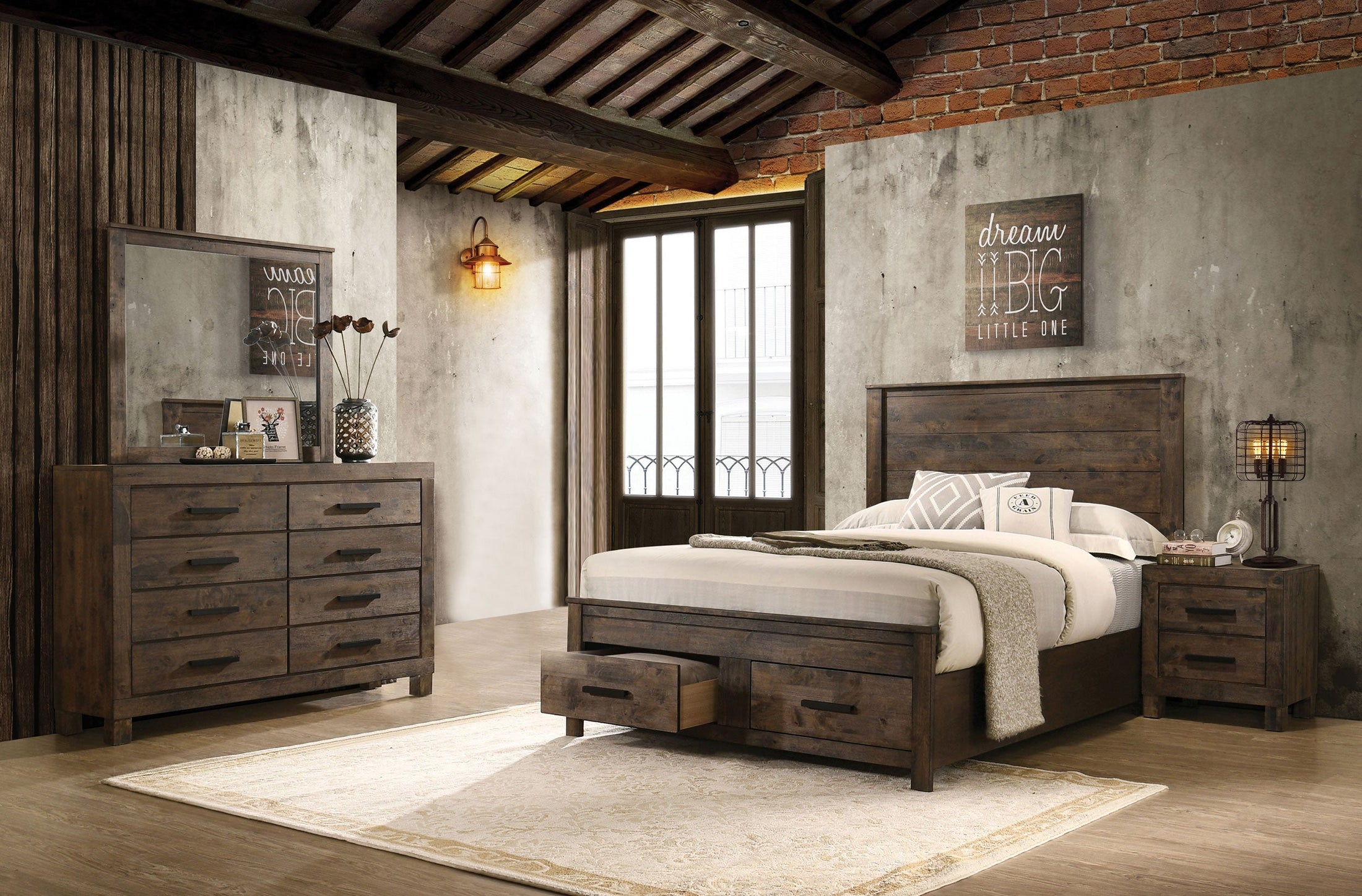 Juego de dormitorio Woodmont marrón dorado