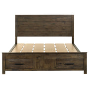 Cama con almacenaje Woodmont rústica marrón dorado