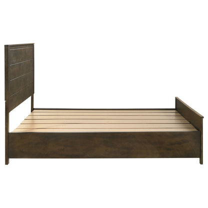 Cama con almacenaje Woodmont rústica marrón dorado