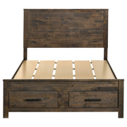Cama con almacenaje Woodmont rústica marrón dorado