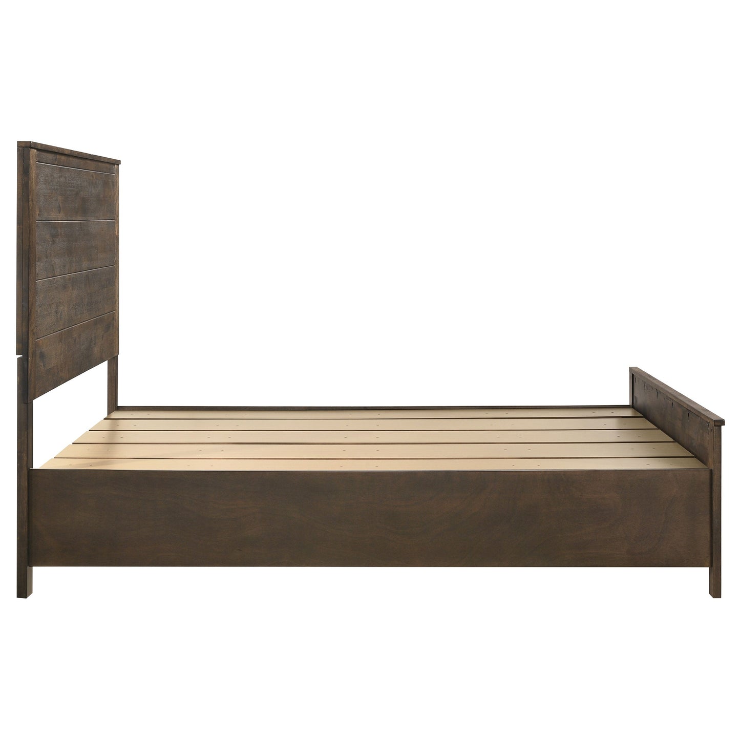 Cama con almacenaje Woodmont rústica marrón dorado