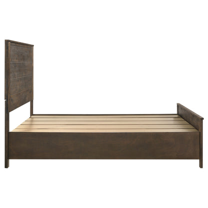 Cama con almacenaje Woodmont rústica marrón dorado