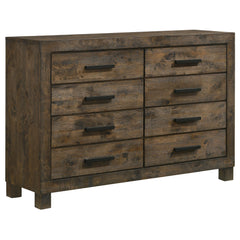 Cómoda Woodmont de 8 cajones en marrón dorado rústico