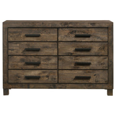 Cómoda Woodmont de 8 cajones en marrón dorado rústico