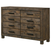 Cómoda Woodmont de 8 cajones en marrón dorado rústico