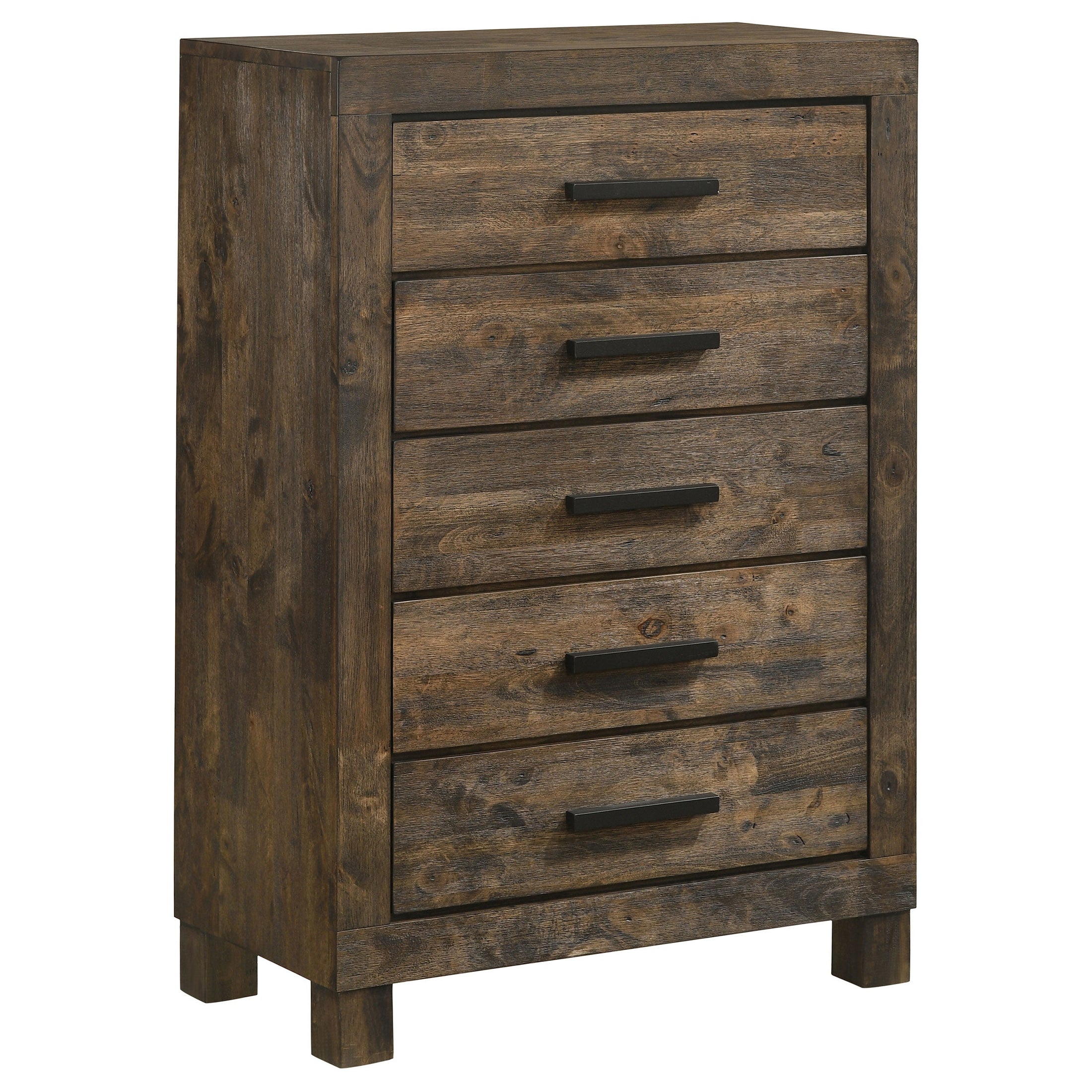 Cómoda de dormitorio Woodmont de 5 cajones en marrón dorado rústico