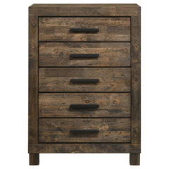 Cómoda de dormitorio Woodmont de 5 cajones en marrón dorado rústico