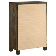 Cómoda de dormitorio Woodmont de 5 cajones en marrón dorado rústico