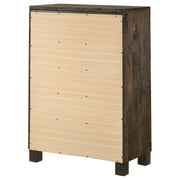 Cómoda de dormitorio Woodmont de 5 cajones en marrón dorado rústico