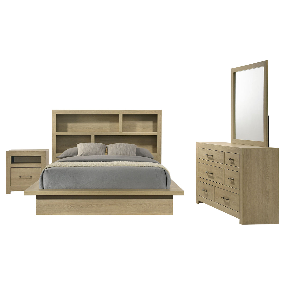 Hendricks 4-piece Eastern King Bedroom Set Light Oak