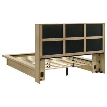Hendricks Queen Bookcase Headboard Platform Bed Light Oak