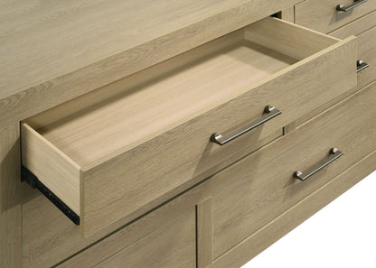 Hendricks 6-drawer Bedroom Dresser and Mirror Light Oak
