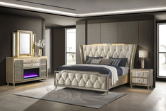 Lorient 4-piece Eastern King Bedroom Set Ivory and Camel