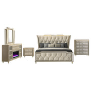 Lorient 4-piece Eastern King Bedroom Set Ivory and Camel