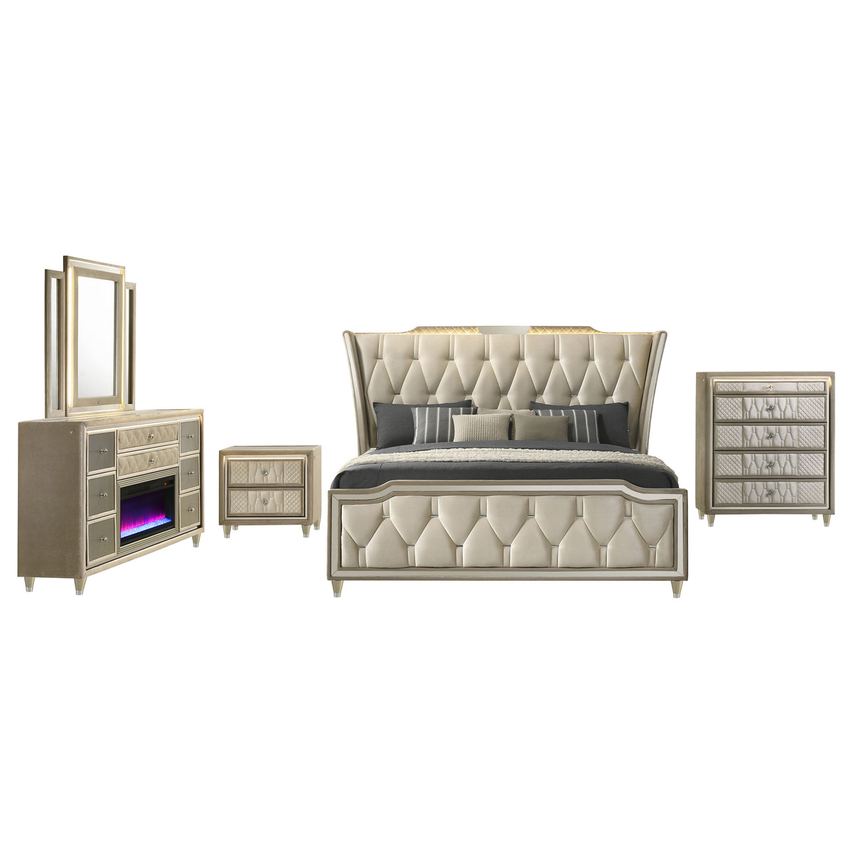 Lorient 5-piece California King Bedroom Set Ivory and Camel