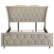 Lorient California King LED Upholstered Bed Ivory and Camel