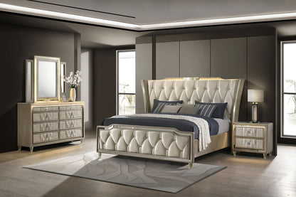 Lorient 4-piece Queen Bedroom Set Ivory and Camel