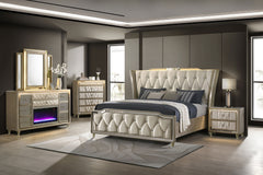 Lorient 4-piece Queen Bedroom Set Ivory and Camel
