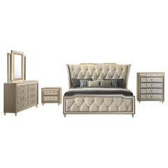 Lorient 4-piece Queen Bedroom Set Ivory and Camel