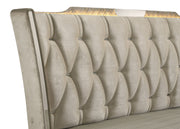 Lorient LED Upholstered Wingback Bed Ivory and Camel