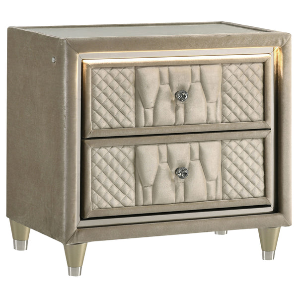 Lorient 2-drawer LED Nightstand with USB Ivory and Camel