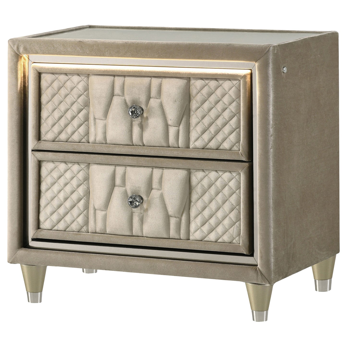Lorient 2-drawer LED Nightstand with USB Ivory and Camel