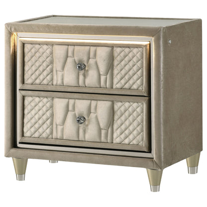 Lorient 2-drawer LED Nightstand with USB Ivory and Camel