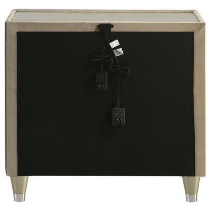 Lorient 2-drawer LED Nightstand with USB Ivory and Camel
