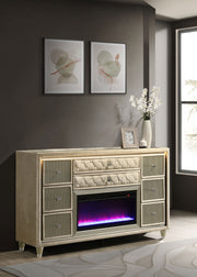 Lorient 8-drawer LED Bedroom Flame Box Dresser Ivory Camel