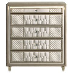 Lorient 5-drawer LED Chest of Drawers Ivory and Camel