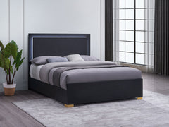 Cama con panel LED Marceline Wood en color negro