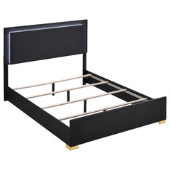 Cama con panel LED Marceline Wood en color negro