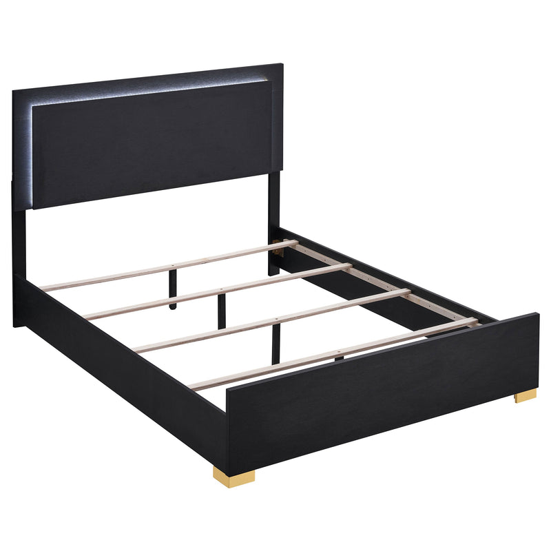 Cama con panel LED Marceline Wood en color negro