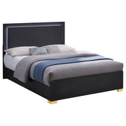 Cama con panel LED Marceline Wood en color negro