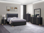 Cama con panel LED Marceline Wood en color negro