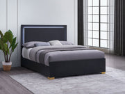 Cama con panel LED Marceline Wood en color negro