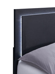Cama con panel LED Marceline Wood en color negro