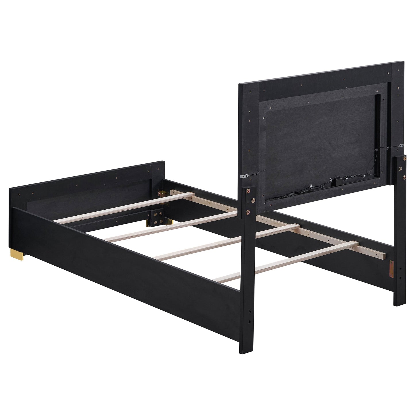 Marceline Wood LED Panel Bed Black