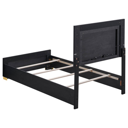 Marceline Wood LED Panel Bed Black