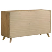 Bennett Eastern King Upholstered 4-Piece Mid-Century Bedroom Set Light Oak