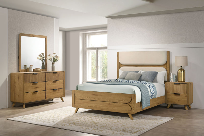 Bennett California King Upholstered 4-Piece Modern Bedroom Set Light Oak