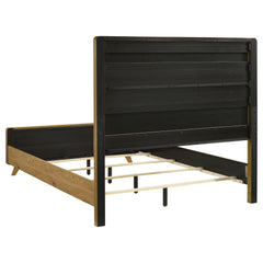 Bennett Queen Upholstered 4-Piece Mid-Century Bedroom Set Light Oak
